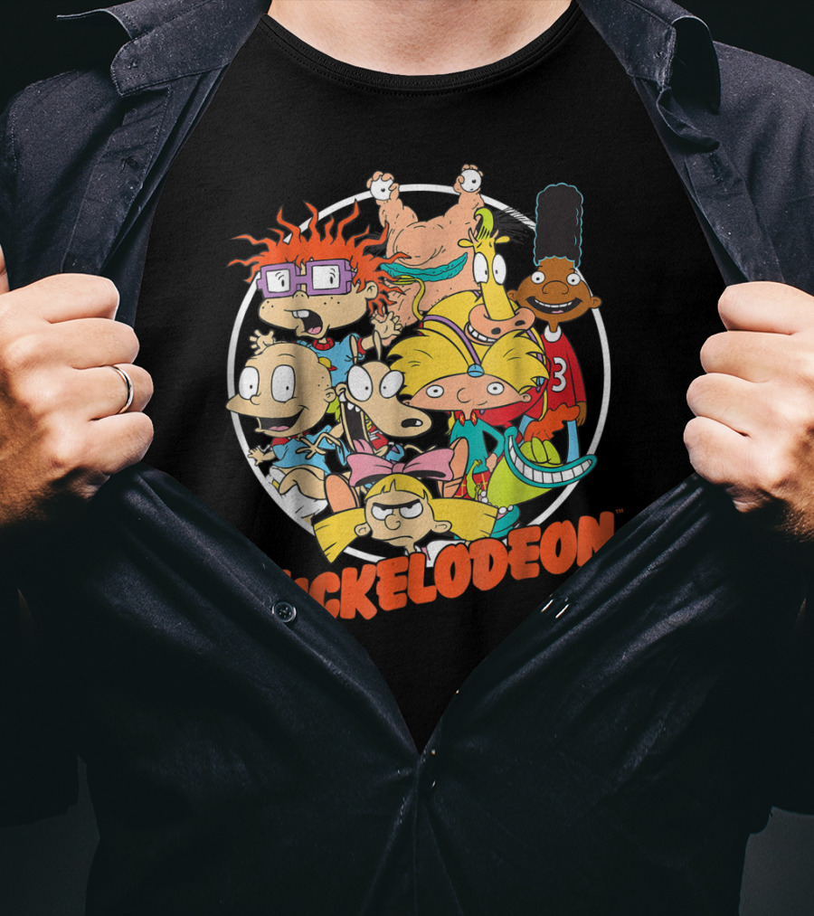 Nickelodeon Classic 90s Characters Rugrats Hey Arnold Gerald Cartoons T-Shirt