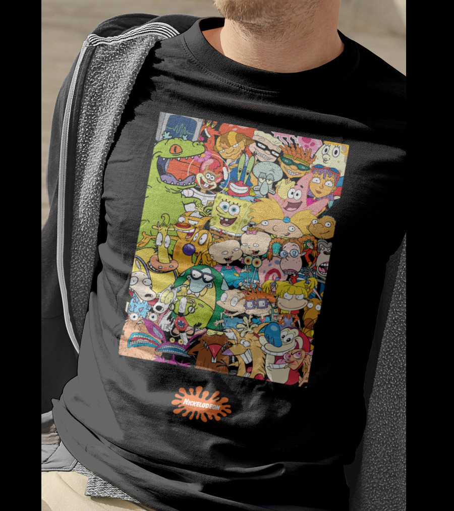 Nickelodeon Classic 90s Cartoon Character Collage T-Shirt