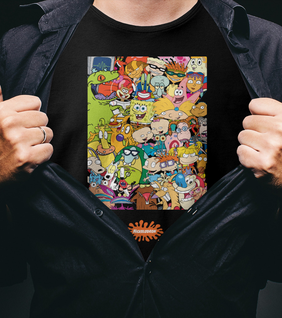 Nickelodeon Classic 90s Cartoon Character Collage T-Shirt