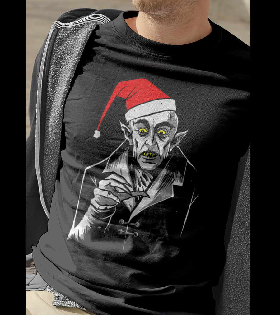 Nosferatu Vampire Santa Christmas Clause T-Shirt