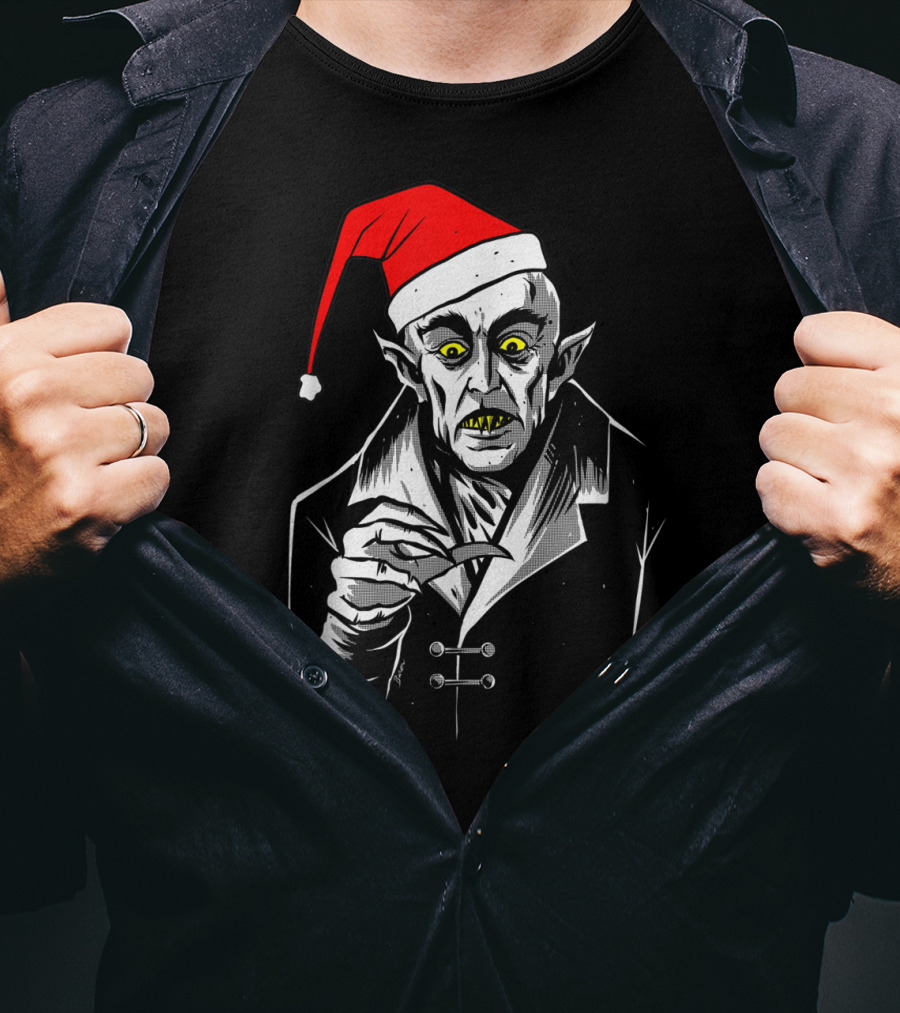 Nosferatu Vampire Santa Christmas Clause T-Shirt