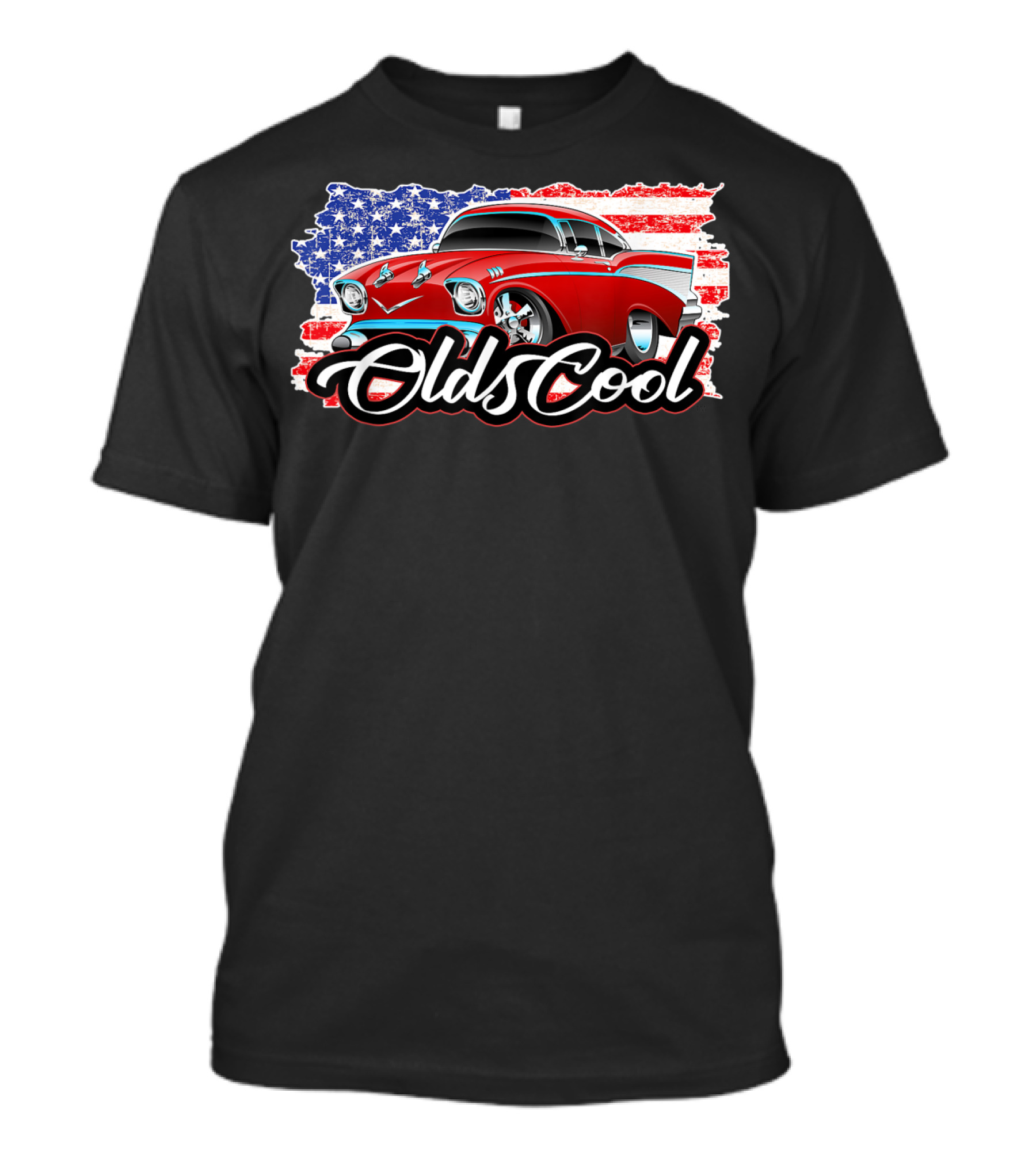 Olds Cool Classic Car 1957 American Flag Graphics T-Shirt