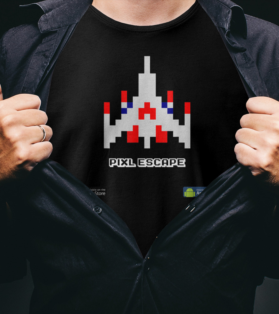 Pixl Escape Galaga Spaceship App Store Android Classic Retro Game T-Shirt