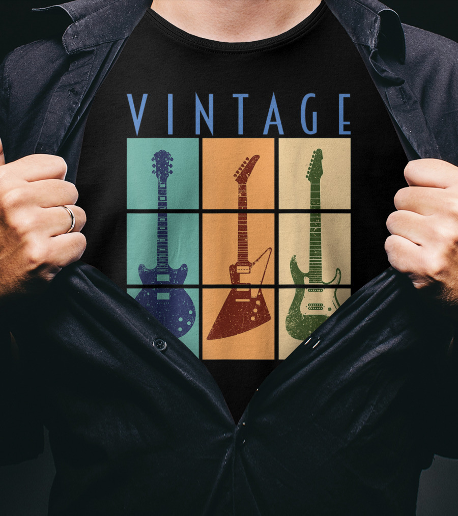 Vintage Retro Classic Guitar Cool Vintage Guitars T-Shirt