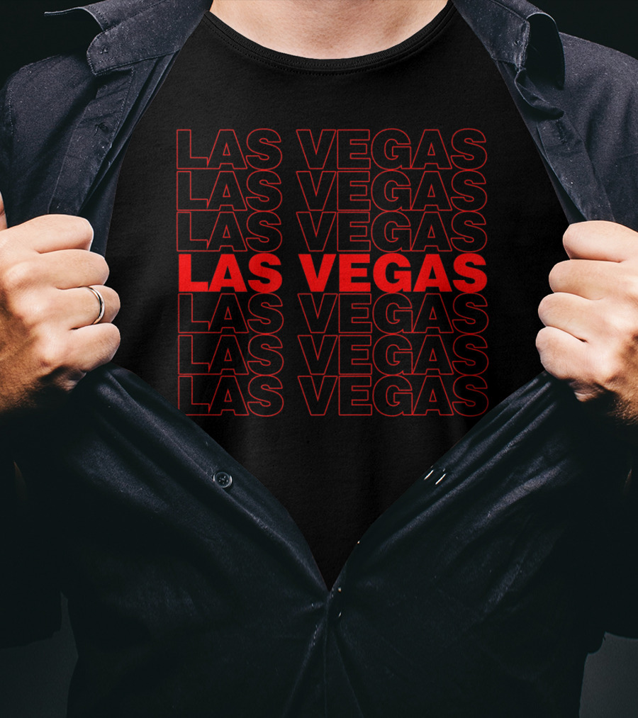 Las Vegas Repeated Red And Black Thank You Bag Style Nostalgic T-Shirt