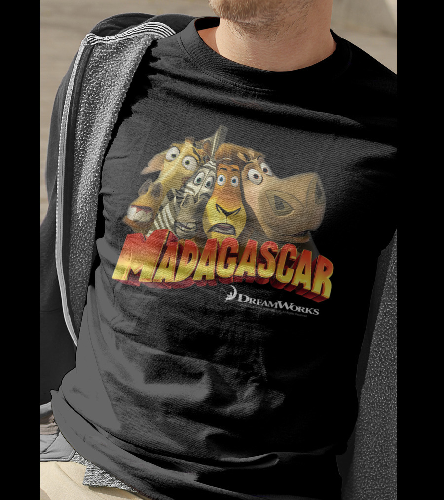 Madagascar DreamWorks Movie Characters Squished Group Shot T-Shirt