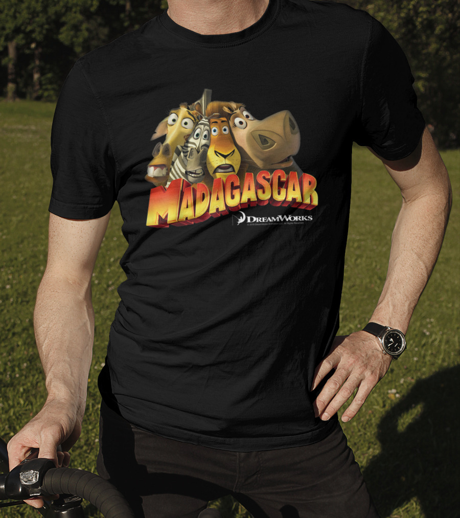 Madagascar DreamWorks Movie Characters Squished Group Shot T-Shirt