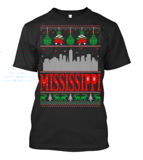 Mississippi Christmas Skyline Ugly T-Shirt