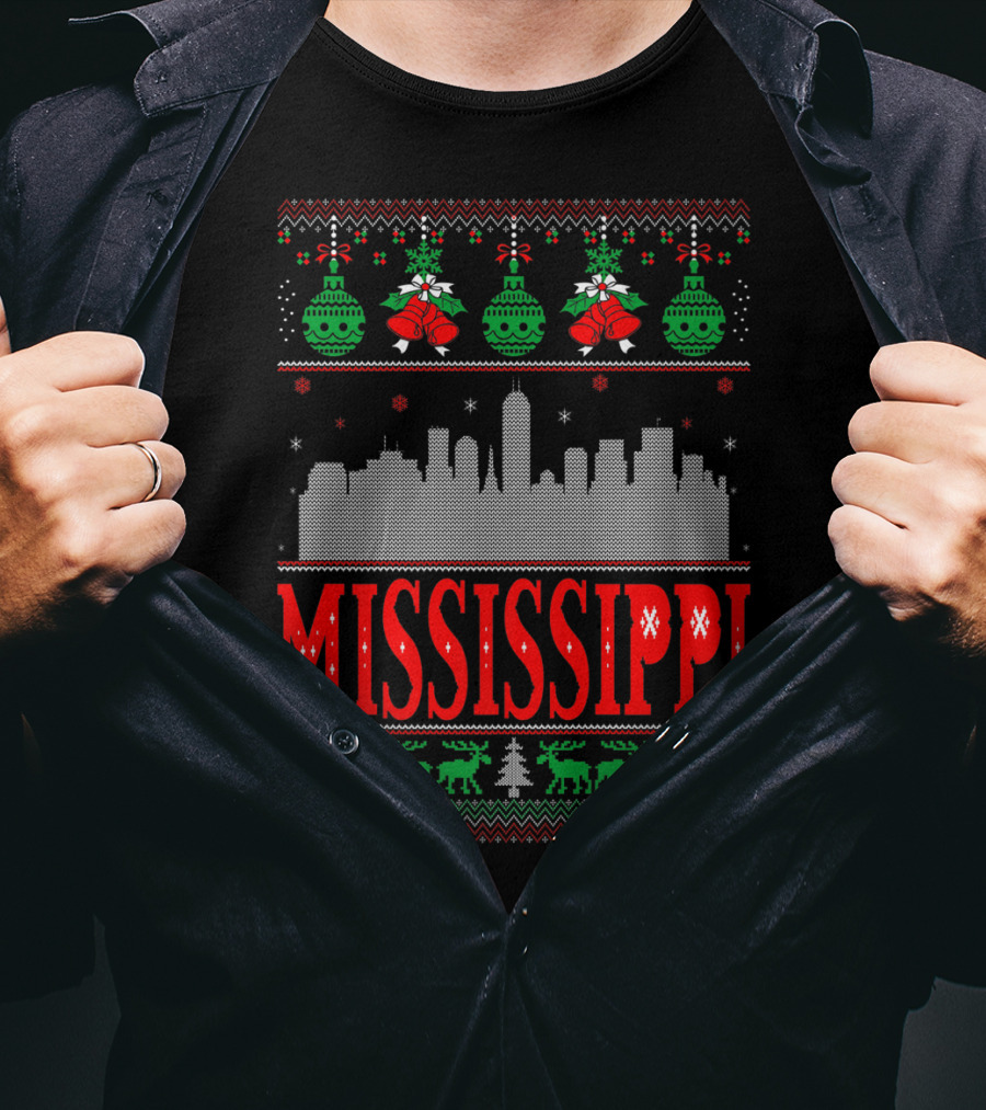 Mississippi Christmas Skyline Ugly T-Shirt