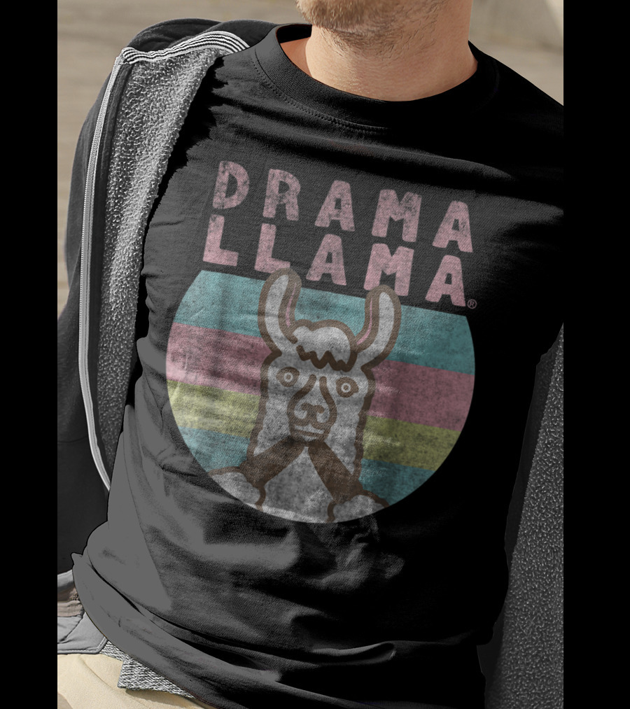 Drama Llama Vintage Classic Lama Retro Stripes T-Shirt