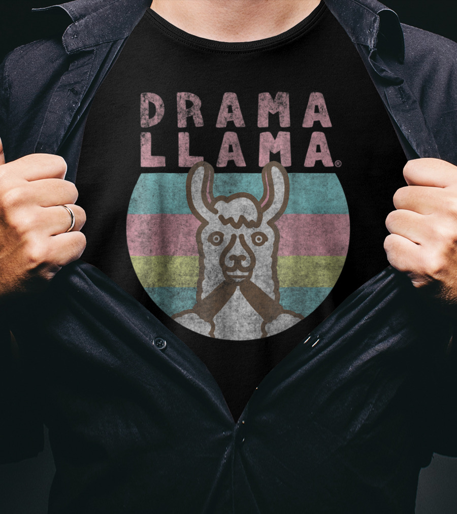 Drama Llama Vintage Classic Lama Retro Stripes T-Shirt