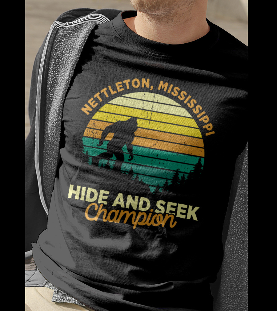 Nettleton Mississippi Bigfoot Hide And Seek Champion Retro T-Shirt
