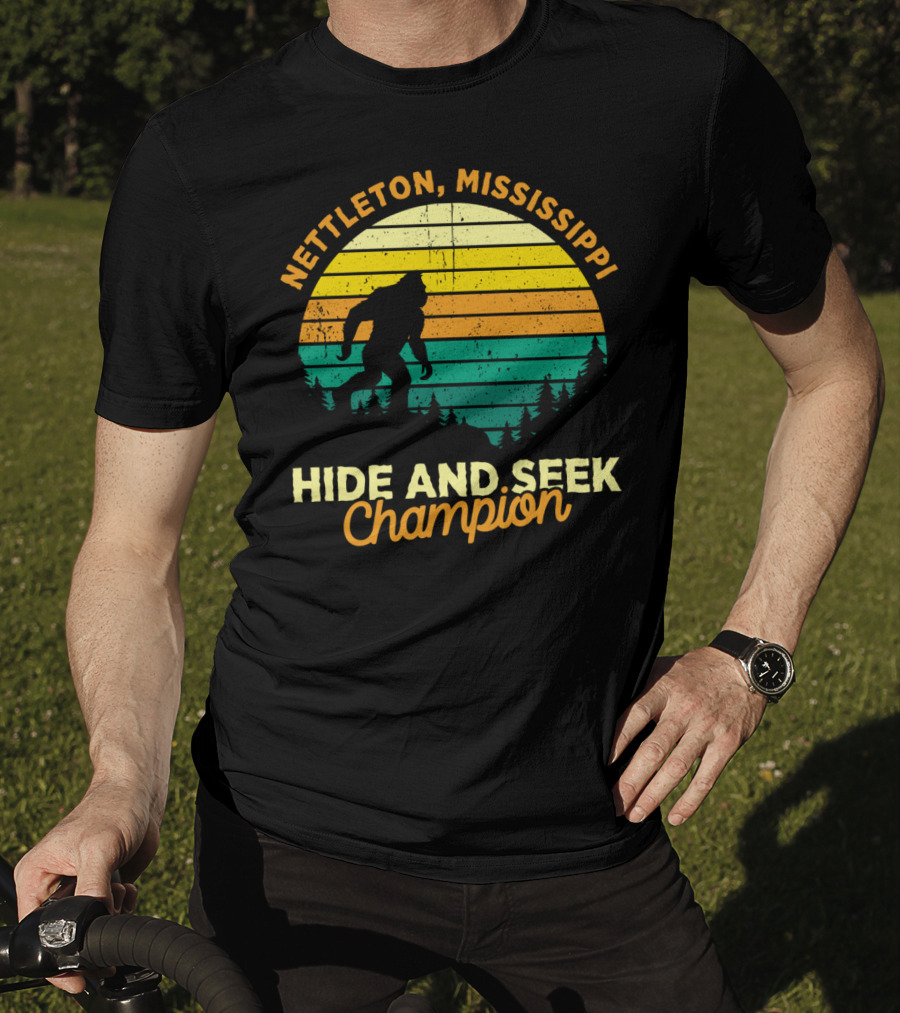 Nettleton Mississippi Bigfoot Hide And Seek Champion Retro T-Shirt