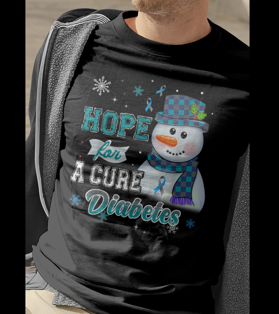 HOPE FOR A CURE DIABETES Snowman T-Shirt