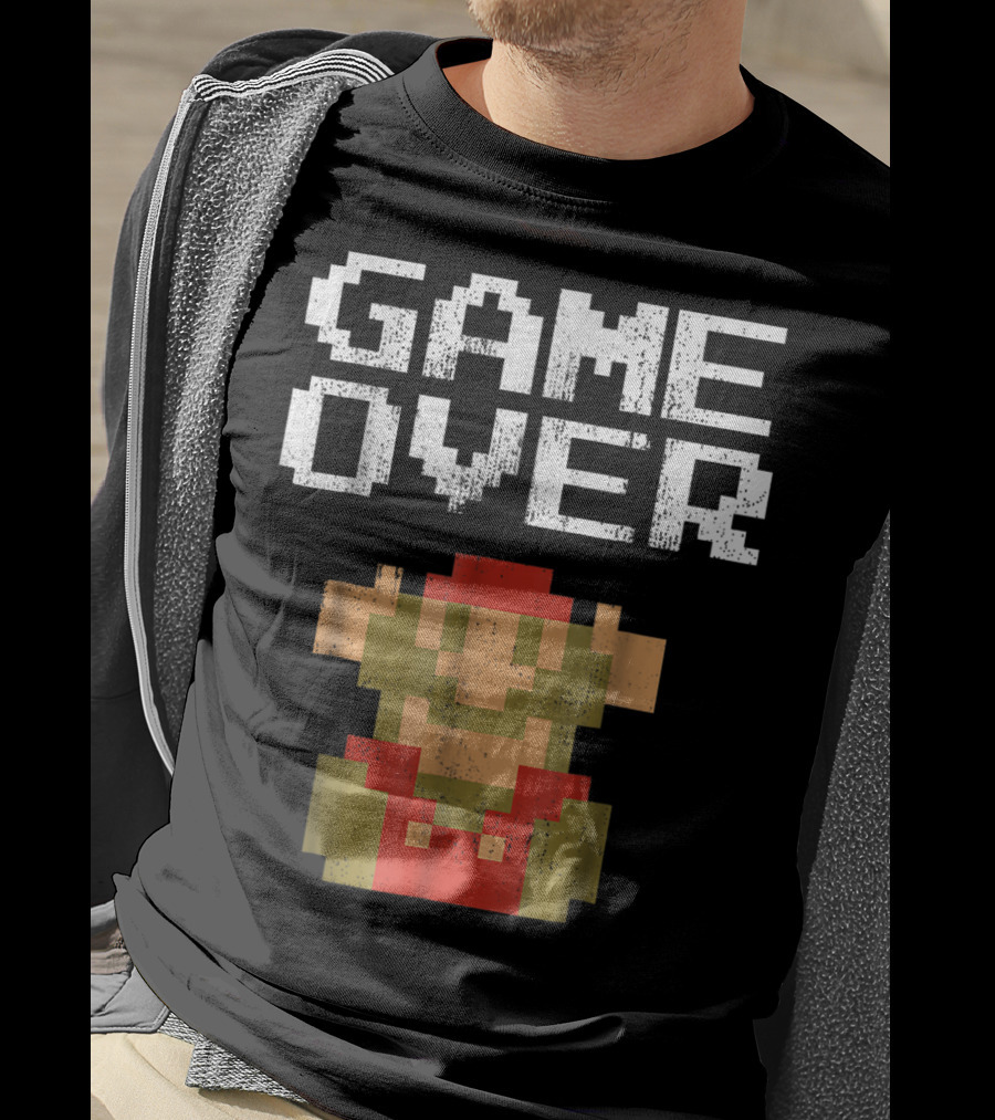 Super Mario Game Over Pixel Art Mario Fall T-Shirt
