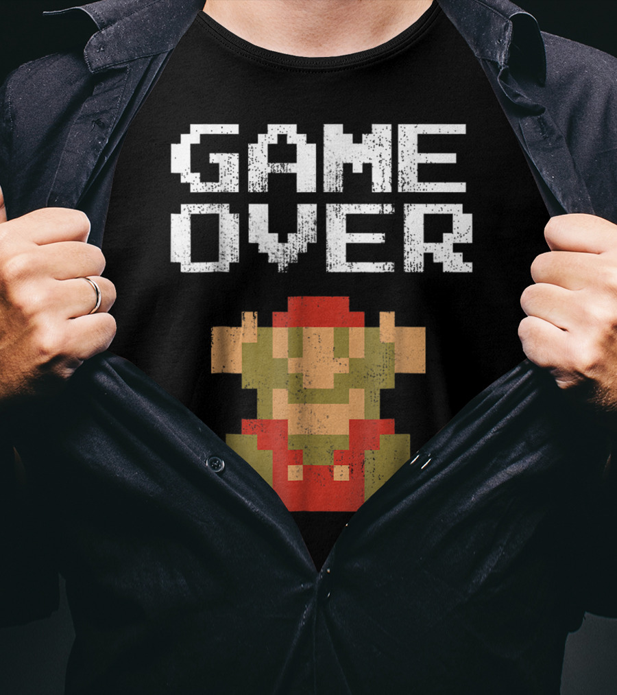 Super Mario Game Over Pixel Art Mario Fall T-Shirt