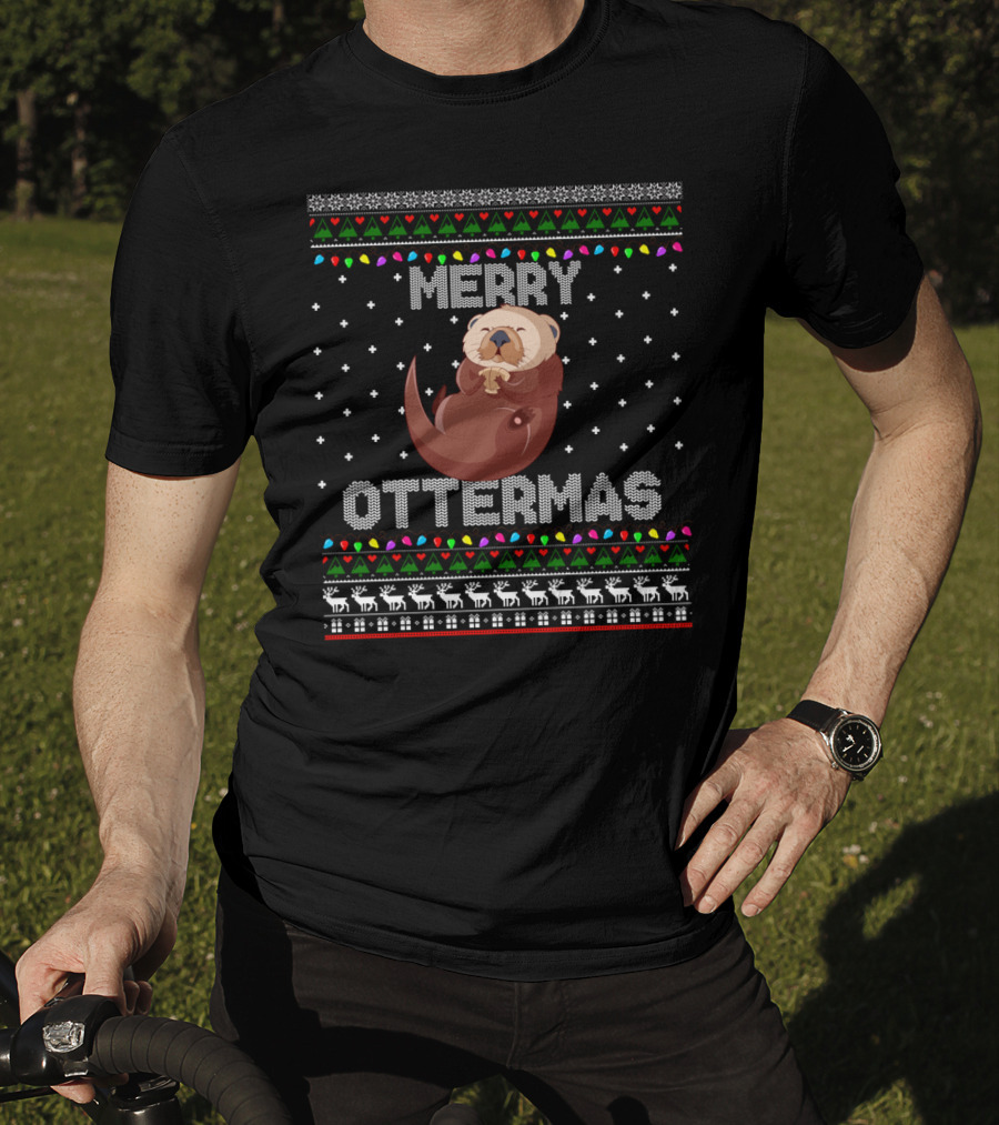 Merry Ottermas Ugly Christmas Cute Otter T-Shirt