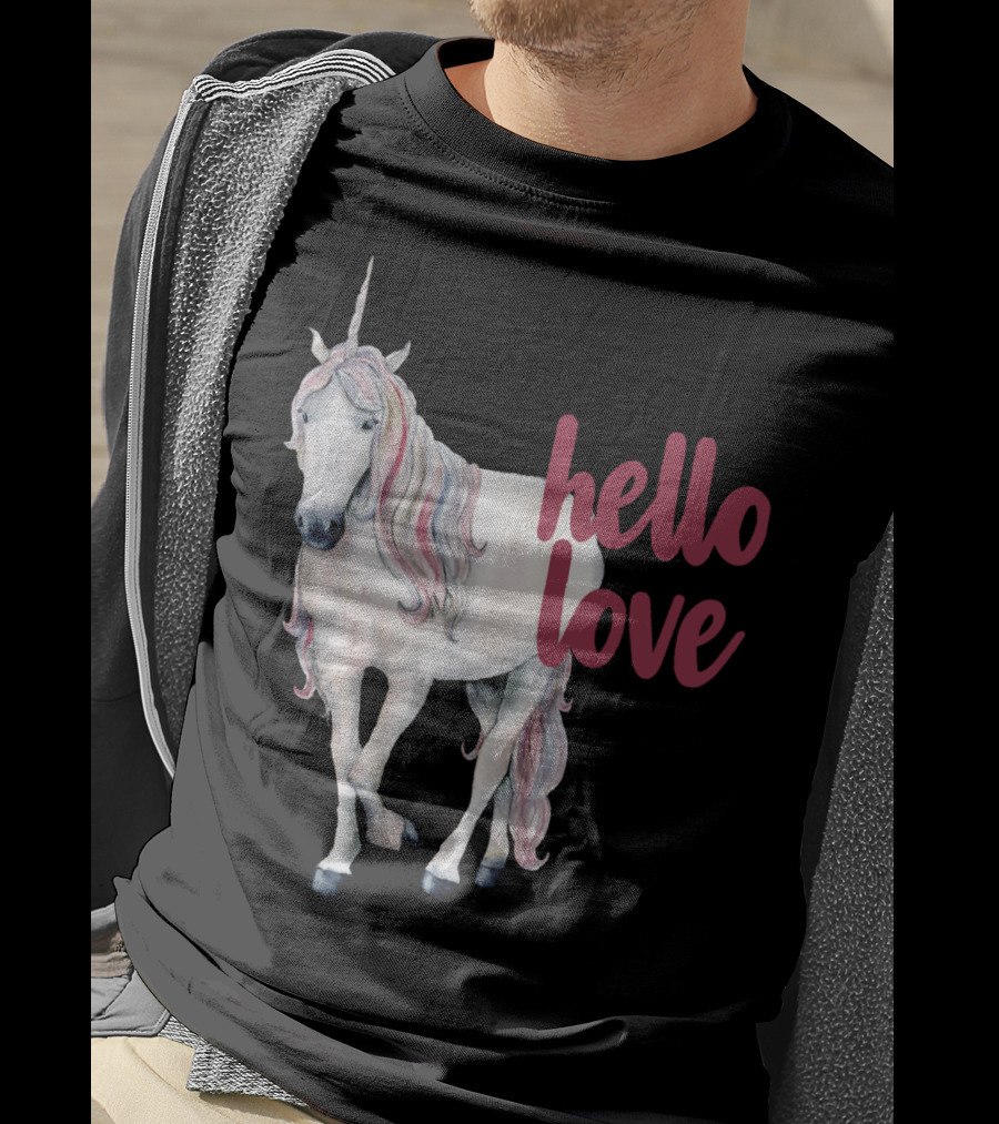 Hello Love Unicorn Funny Magical Animal T-Shirt