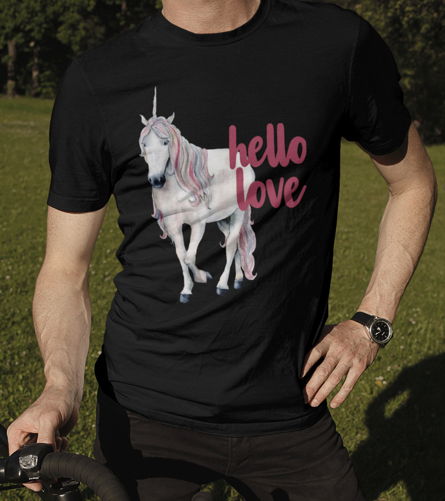 Hello Love Unicorn Funny Magical Animal T-Shirt