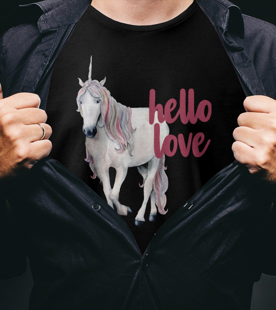Hello Love Unicorn Funny Magical Animal T-Shirt