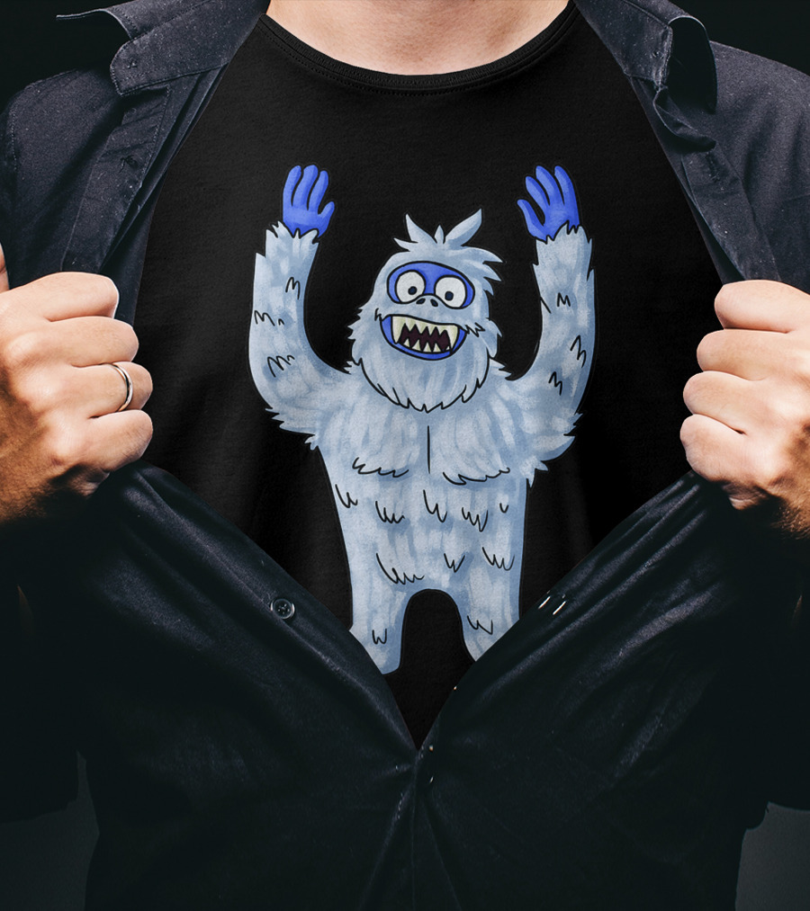 Vintage Christmas Abominable Snowman With Classic Blue And White Furry Monster T-Shirt