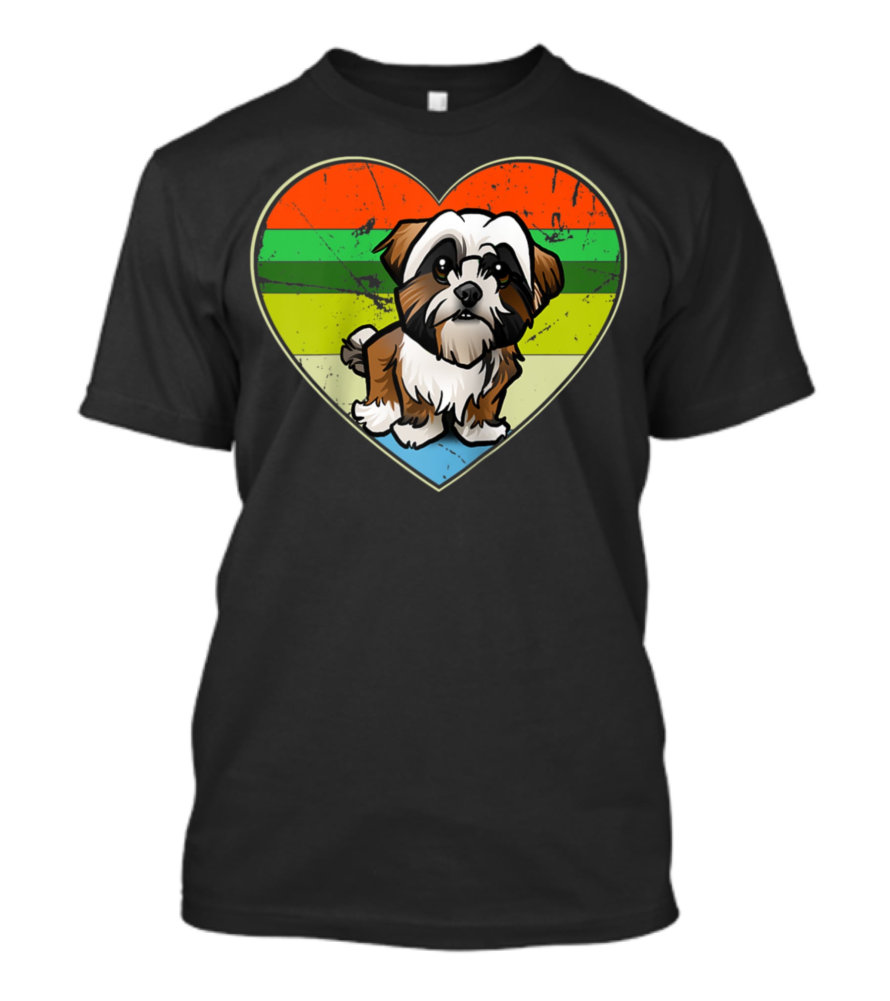 Vintage Heart Rainbow Shih Tzu Dog Valentine T-Shirt