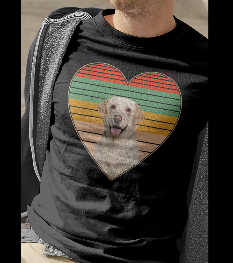 Vintage Labrador Retriever Heart Dog Lover Retro Stripes T-Shirt