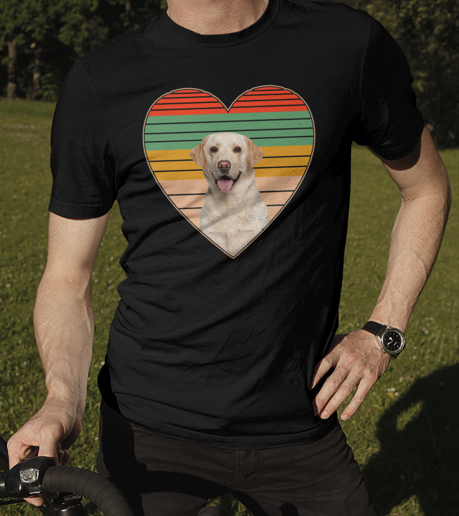 Vintage Labrador Retriever Heart Dog Lover Retro Stripes T-Shirt