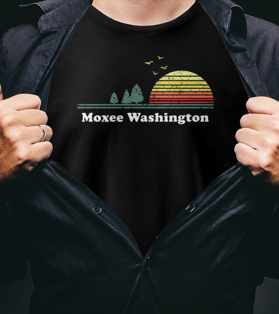 Moxee Washington Vintage Sunset With Trees And Birds T-Shirt