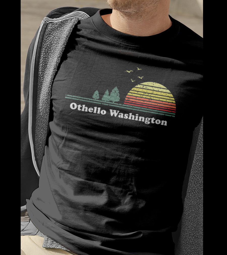Othello Washington Vintage Sunset Trees Birds T-Shirt