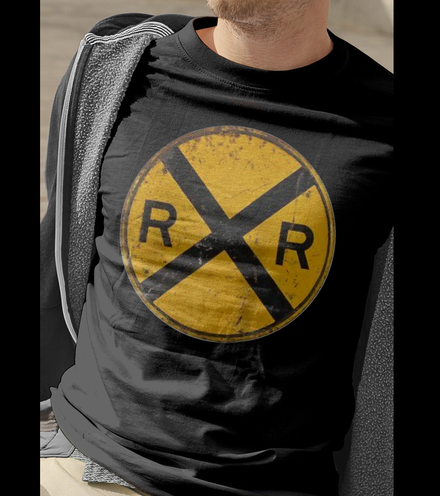 Vintage Railroad Crossing Sign RR Engineer Worker T-Shirt