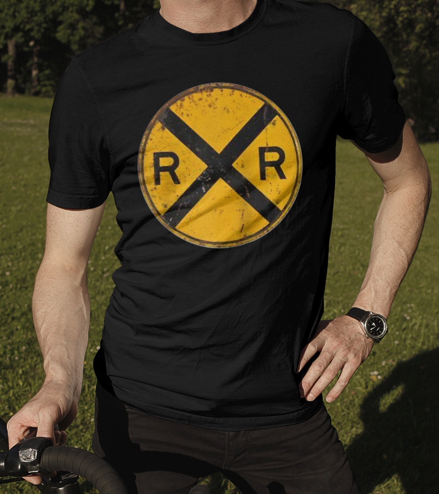 Vintage Railroad Crossing Sign RR Engineer Worker T-Shirt