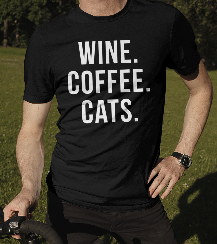 Wine Coffee Cats Cat Lover T-Shirt
