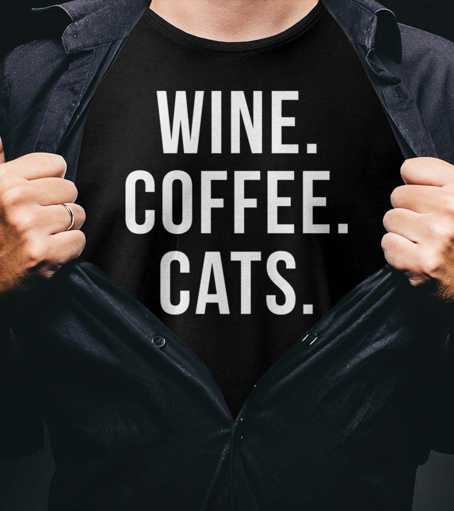 Wine Coffee Cats Cat Lover T-Shirt