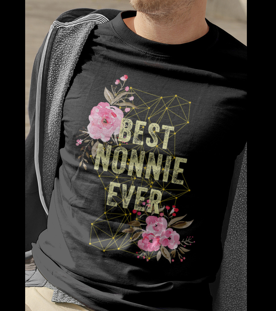 Best Nonnie Ever Floral Design Mothers T-Shirt