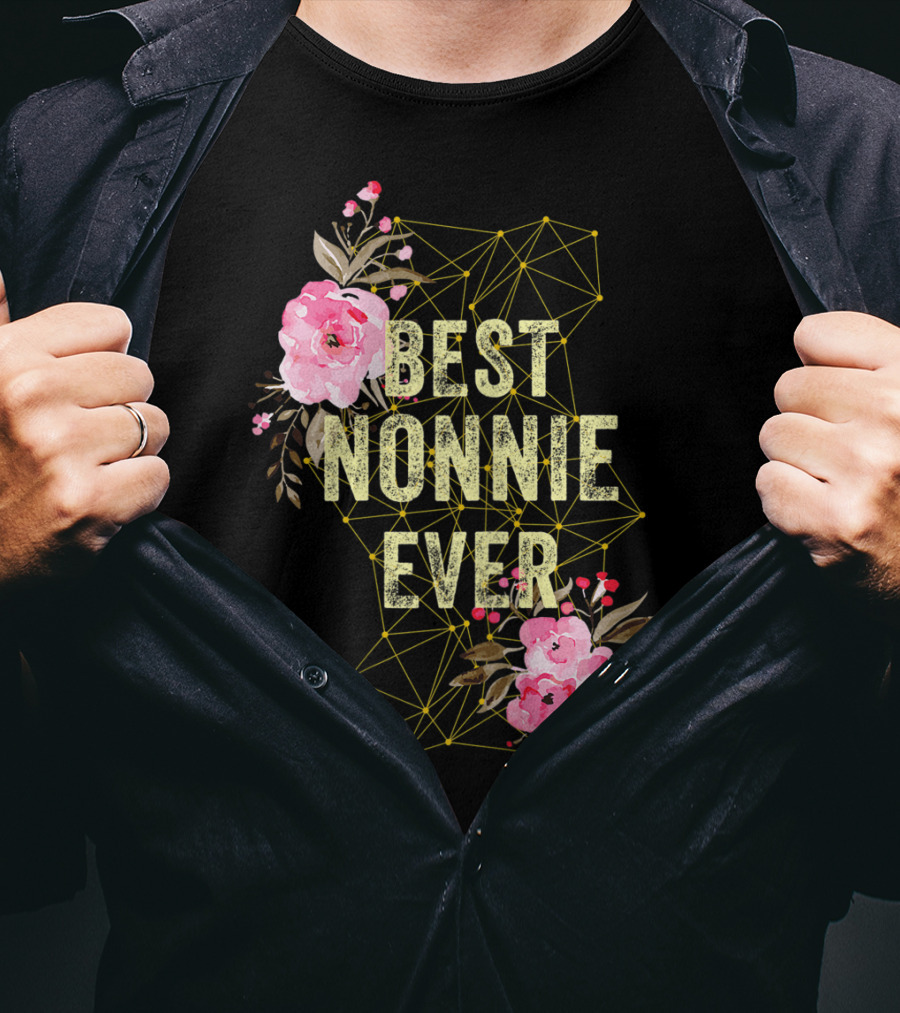 Best Nonnie Ever Floral Design Mothers T-Shirt