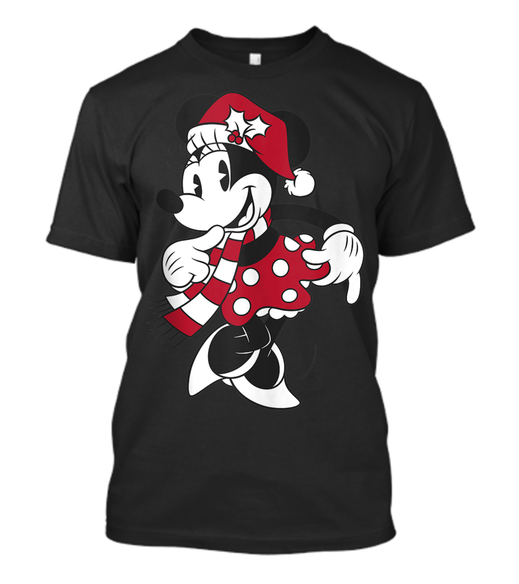 Disney Minnie Mouse Classic Christmas Santa Hat And Scarf T-Shirt