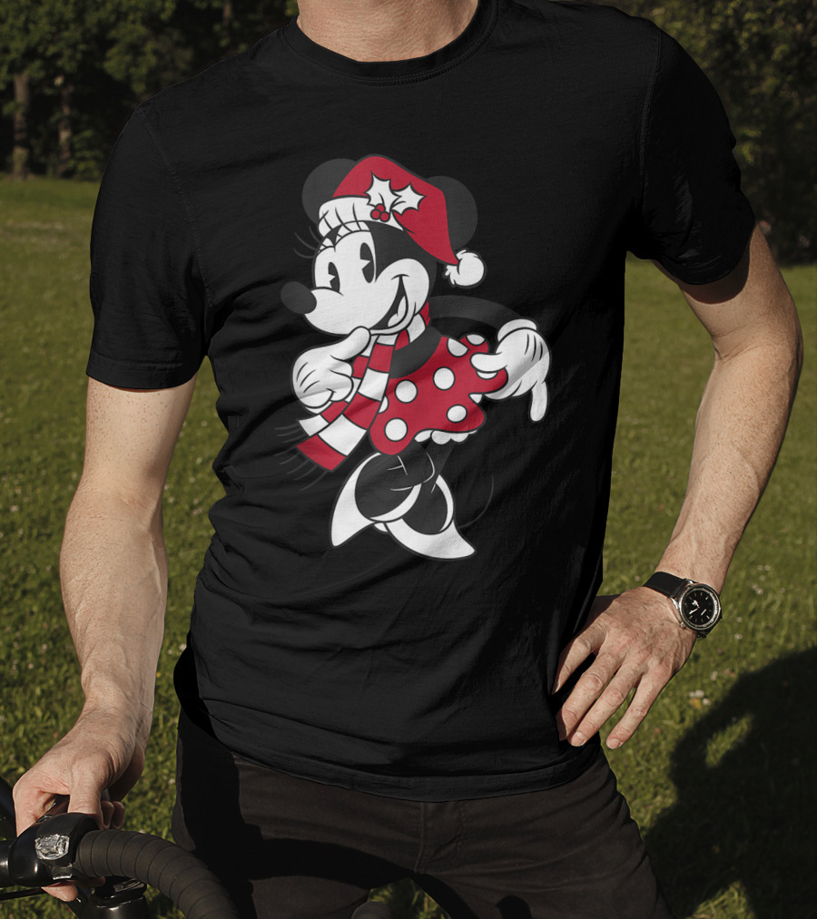Disney Minnie Mouse Classic Christmas Santa Hat And Scarf T-Shirt