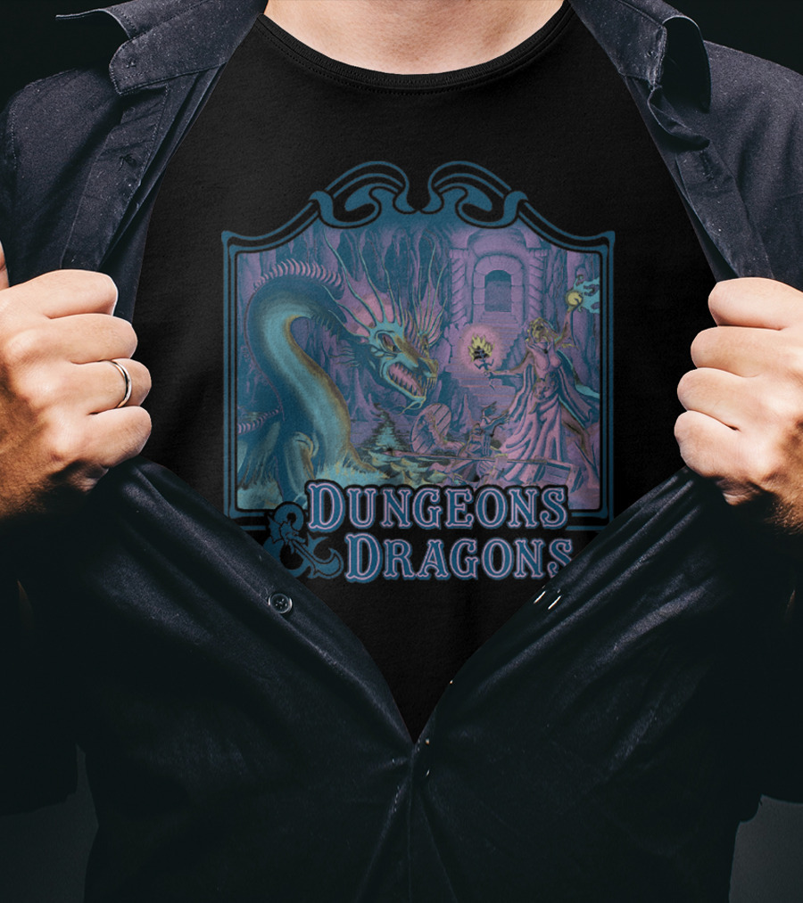 Dungeons And Dragons Classic Basic Rule Dragon Encounter Scene T-Shirt