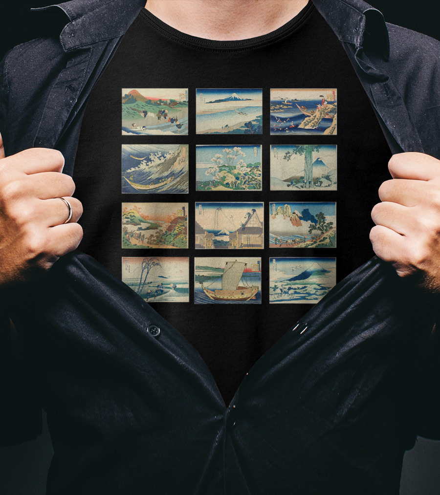 Famous Vintage Japanese Classics Ukiyo-e Wave And Mount Fuji T-Shirt