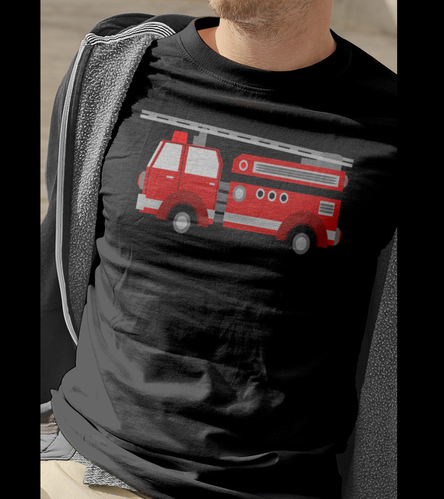 Fire Truck Red Classic Illustrated Pumper Engine Vehicle T-Shirt