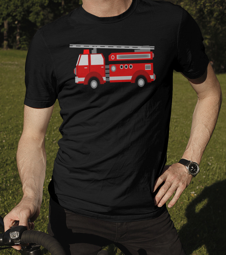 Fire Truck Red Classic Illustrated Pumper Engine Vehicle T-Shirt