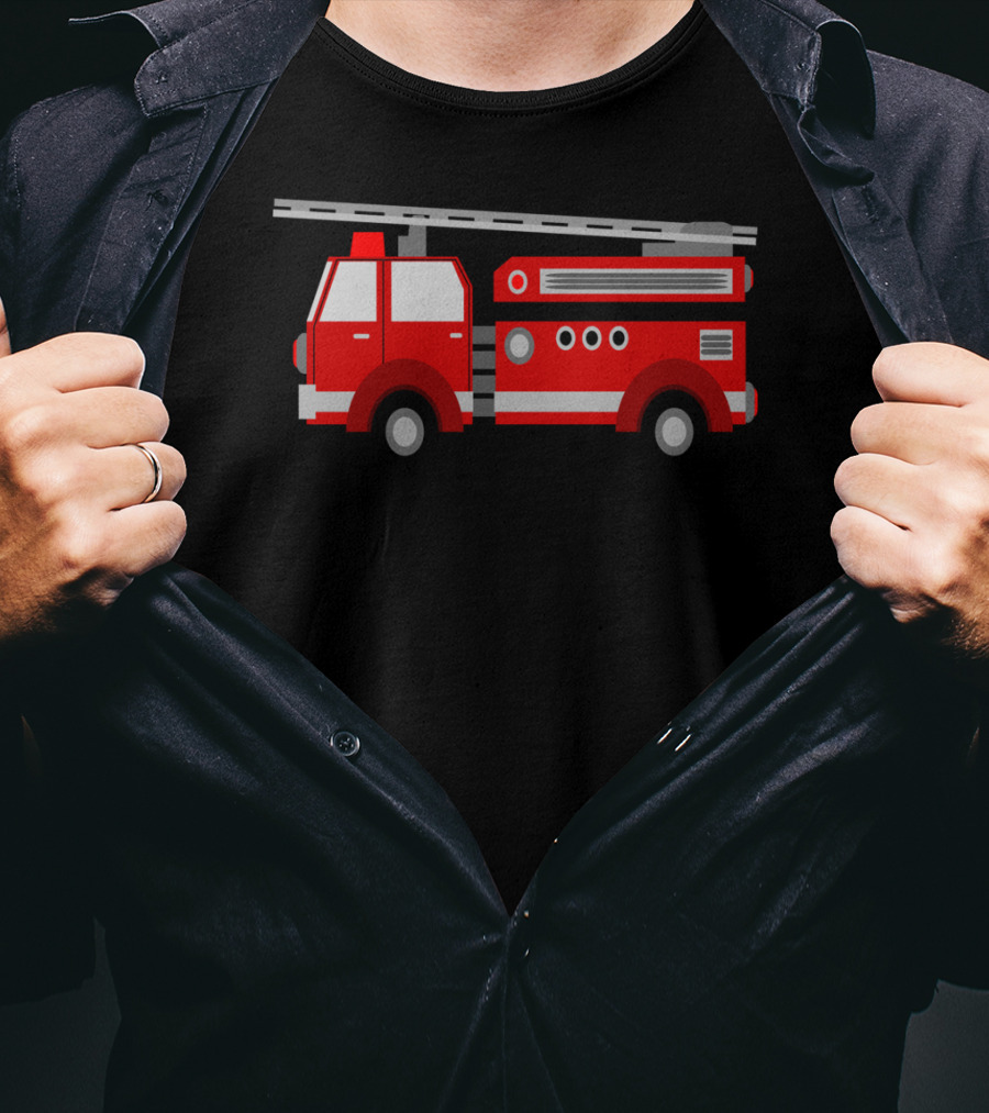 Fire Truck Red Classic Illustrated Pumper Engine Vehicle T-Shirt