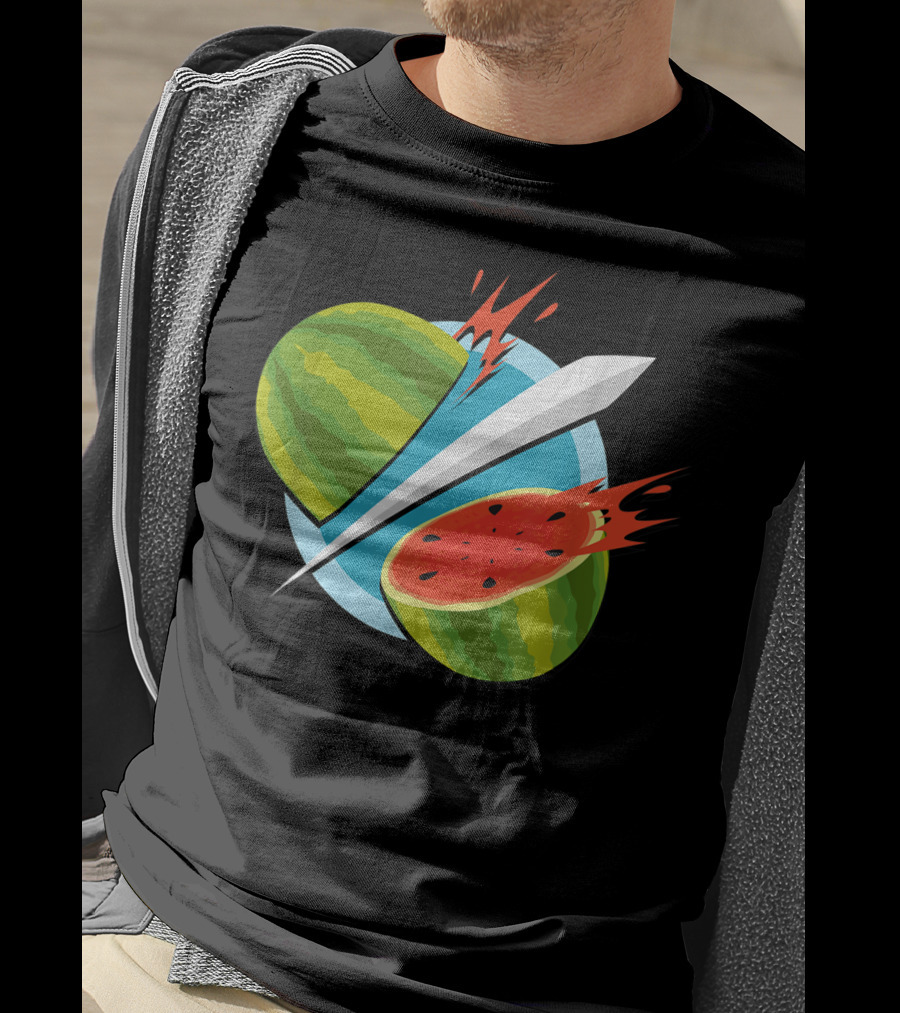 Fruit Ninja Watermelon Slice With Sword T-Shirt