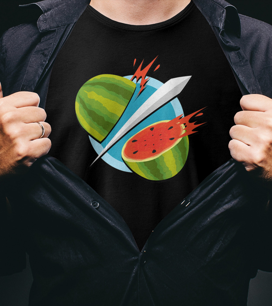 Fruit Ninja Watermelon Slice With Sword T-Shirt