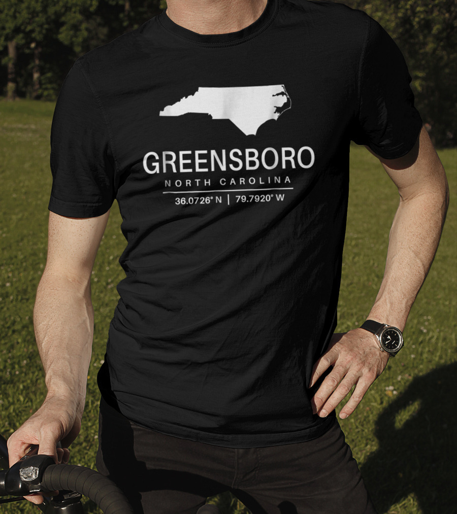 Greensboro North Carolina 36.0726°N 79.7920°W Classic NC Map T-Shirt