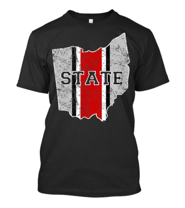 State Outline With Distressed Ohio Stripe T-Shirt