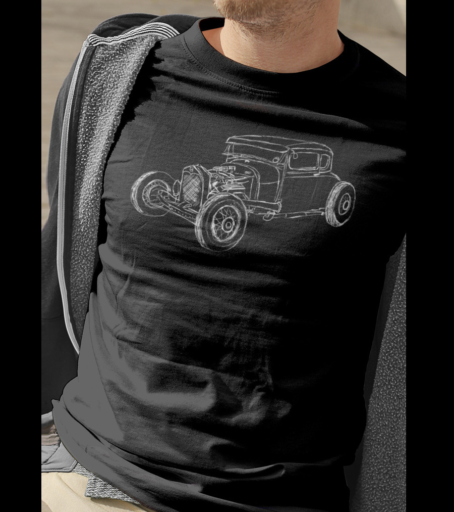 Hot Rod Classic Coupe Outline Rust Bucket Rat T-Shirt