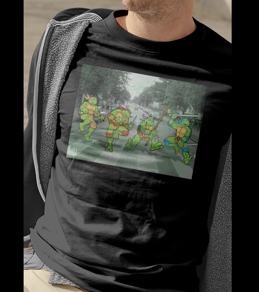 Nage Mutant Ninja Turtles Abbey Road Style Street Scene T-Shirt