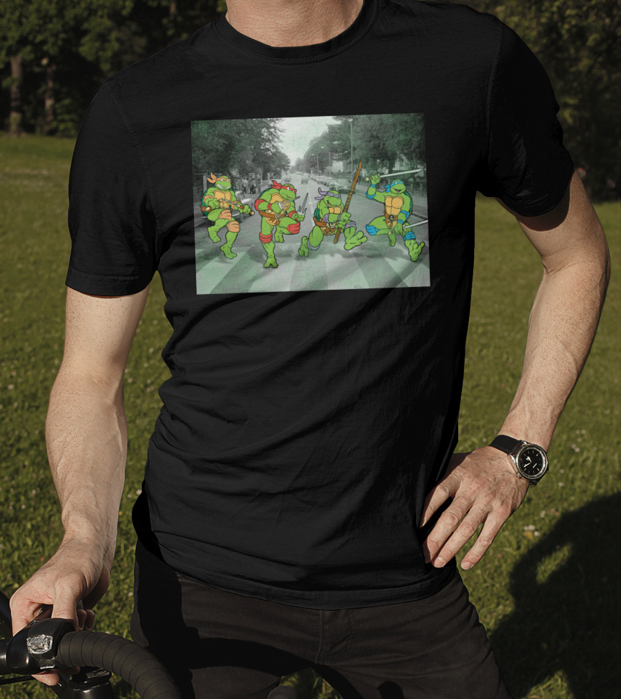 Nage Mutant Ninja Turtles Abbey Road Style Street Scene T-Shirt
